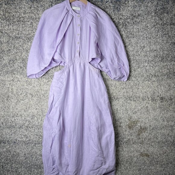 Jonathan Simkhai Dress Womens Small Lavender Cutout Waist Cape Sleeve Maxi Boho - Picture 1 of 7